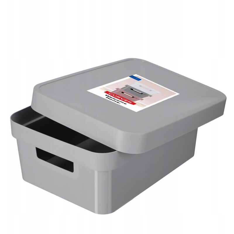 foto del prodotto curver 04752 099 00 infinity scatola portaoggetti con coperchio in plastica grigio chiaro 36,3 x 27 x 22,2 cm 11 l