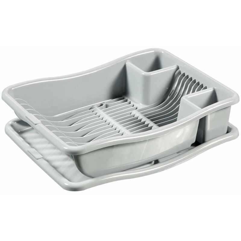 foto del prodotto curver 228565 scolapiatti con vassoio per 12 piatti, plastica, 29 x 10,5 x 39 cm, grigio