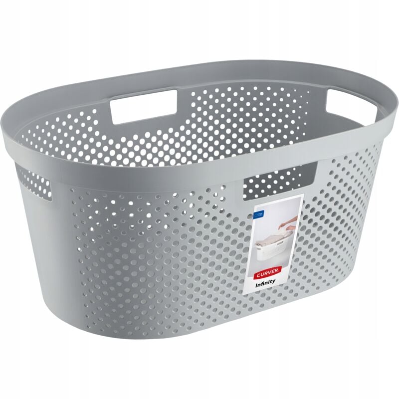 foto del prodotto curver 231009 infinity dots portabiancheria in plastica grigia 59 x 38 x 27 cm