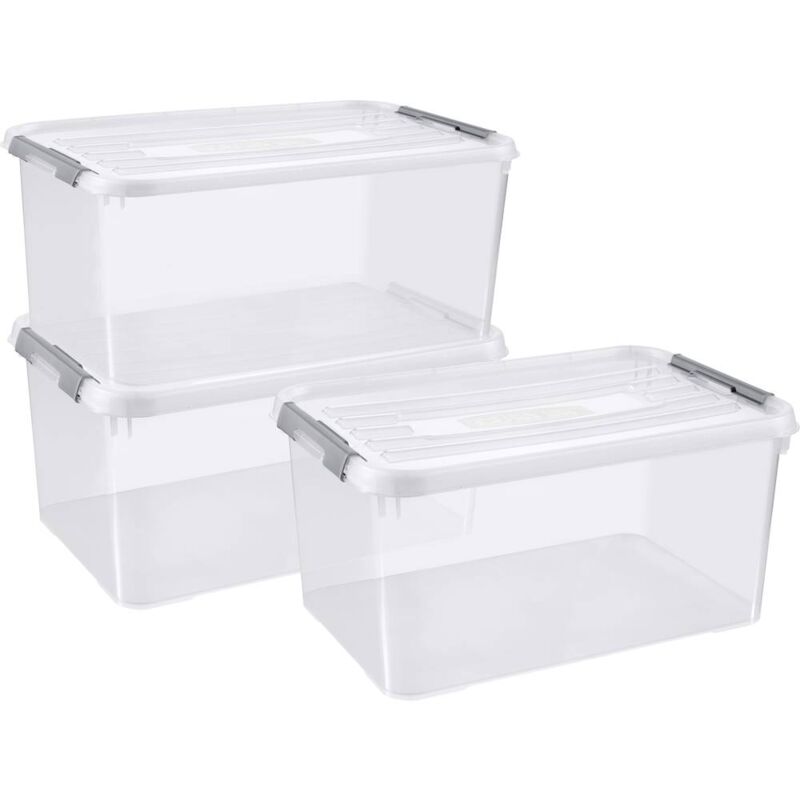 foto del prodotto curver 240679 scatola in plastica handy chiusa, impilabile l x a x p 400 x 290 x 600 mm trasparente 3 pz.