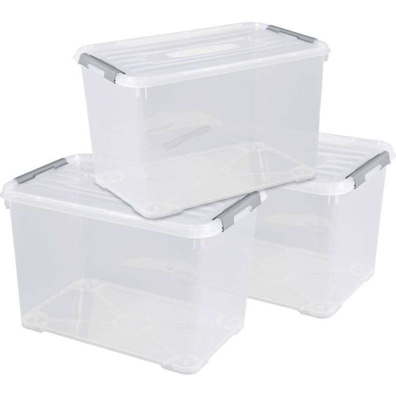 foto del prodotto curver 240682 scatola in plastica handy chiusa, impilabile l x a x p 400 x 390 x 600 mm trasparente 3 pz.