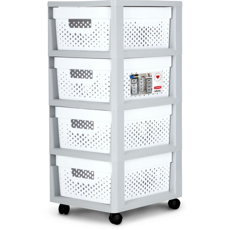 foto del prodotto curver carrello infinity su ruote 4 cassetti da 10 l rotelle tavolino bianco