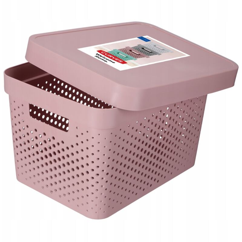 foto del prodotto curver fascia elastica e serbatoio infinity 17l con coperchio, plastica, rosa, 36 x 27 cm