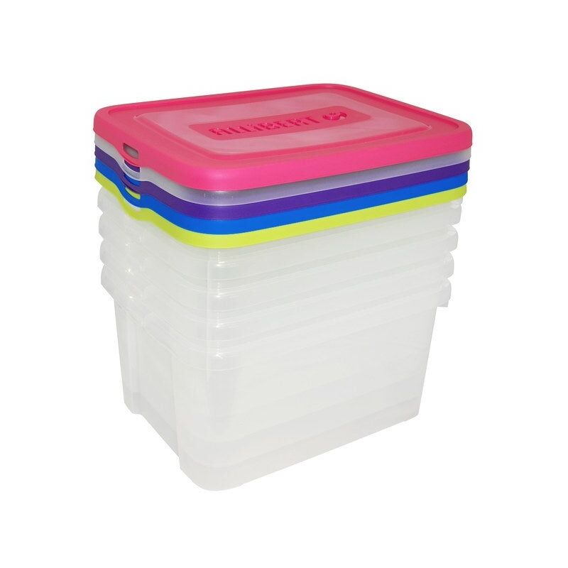 foto del prodotto curver set di 5 contenitori portaoggetti in polipropilene l.44,8 x p.34,5 x h.22,5 cm, 25 l