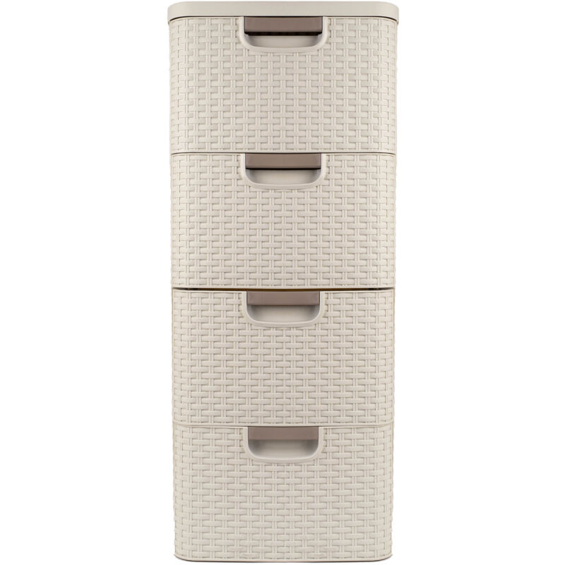 foto del prodotto curver torre da scrivania 4 cassetti 14l, style pratica torre per riporre attrezzi, biancheria, carte e altro 4x14l 32,8x37,8x79 cm avorio