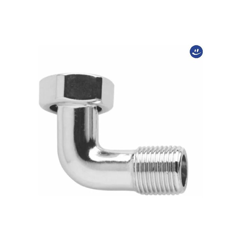foto del prodotto curvetta per scaldabagno in ottone cromata maschio femmina con girello a 90 f. 3 4 x m.1 2 rinaldi e pettinaroli