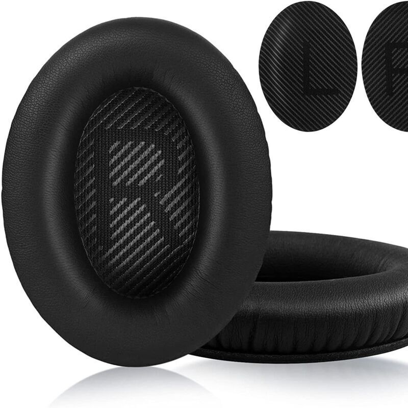 foto del prodotto cuscinetti auricolari in schiuma per cuffie bose quiet comfort 35 qc35 e 35 ii qc35 ii , con morbida pelle di agnello, schiuma isolante dal