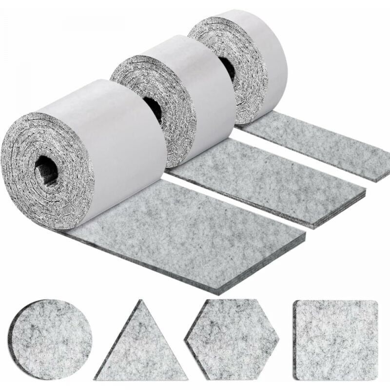foto del prodotto cuscinetti autoadesivi per mobili, cuscinetti per sedie per mobili, 3 rotoli 100x10 cm 100x5 cm 100x2 cm , feltrini per sedie spessi 4 mm