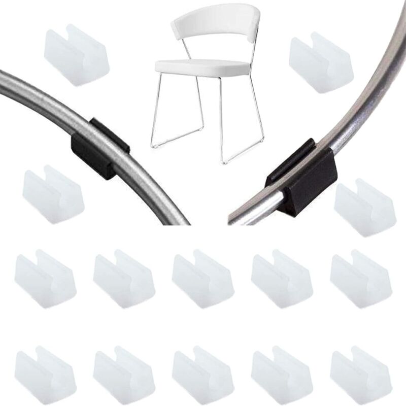 foto del prodotto cuscinetto per gambe di sedia, tappo terminale per tubo tondo, tavolo, poltrona, piedino per mobili, forma a u, plastica bianca, diametro 14 mm, 20