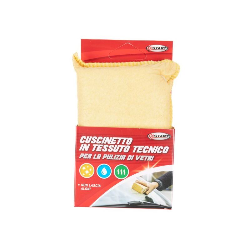 foto del prodotto cuscinetto singolo in tessuto tecnico puliscivetro dim. 12x8x3,5 cm