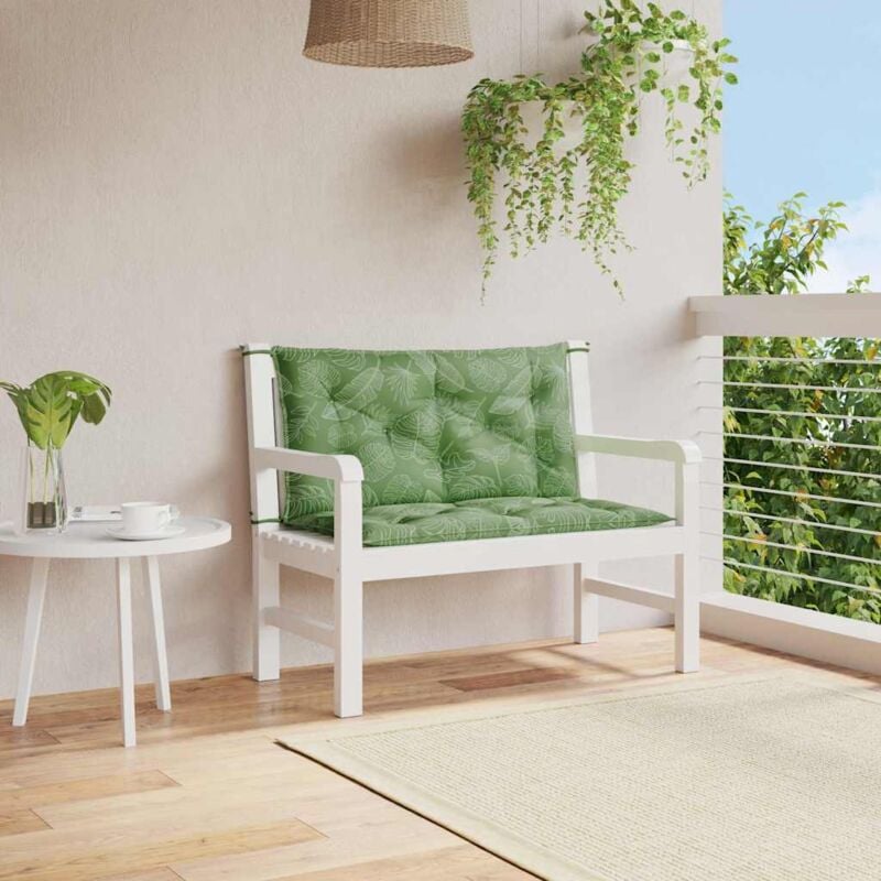 foto del prodotto cuscini panca giardino 2 pz motivo a foglie 100x50x7 cm tessuto vidaxl