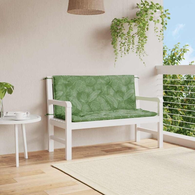 foto del prodotto cuscini panca giardino 2 pz motivo a foglie 120x50x7 cm tessuto vidaxl