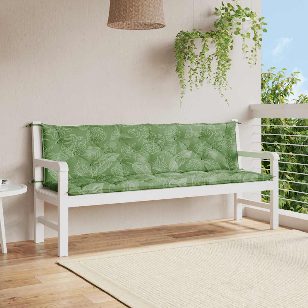 foto del prodotto cuscini panca giardino 2 pz motivo a foglie 200x50x7 cm tessuto