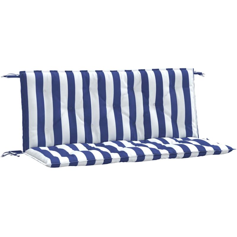 foto del prodotto cuscini panca giardino 2pz righe bianche blu 120x50x7cm tessuto vidaxl