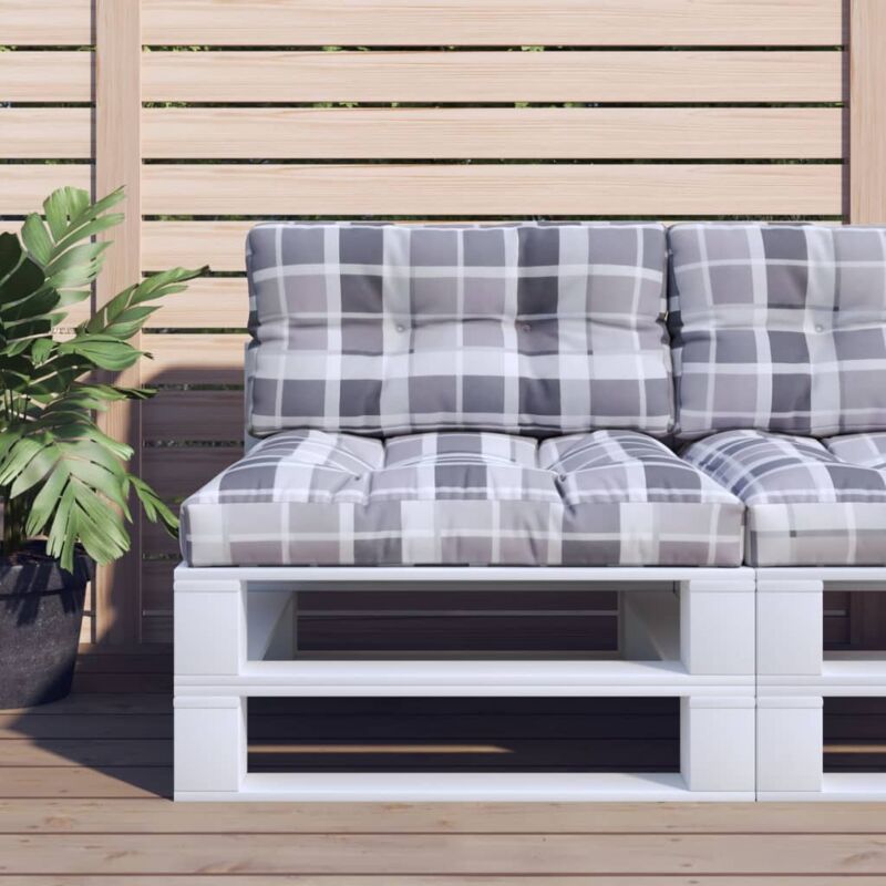 foto del prodotto cuscini per pallet 2 pz grigi a quadri in tessuto vidaxl