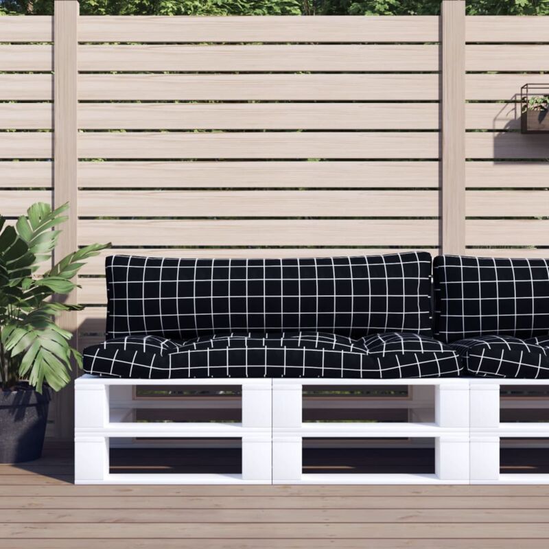 foto del prodotto cuscini per pallet 2 pz motivo a quadri nero in tessuto oxford vidaxl
