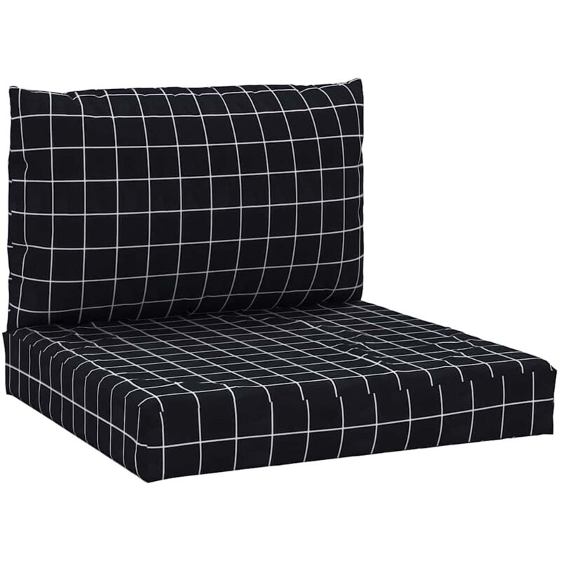 foto del prodotto cuscini per pallet 2 pz motivo a quadri nero in tessuto oxford vidaxl