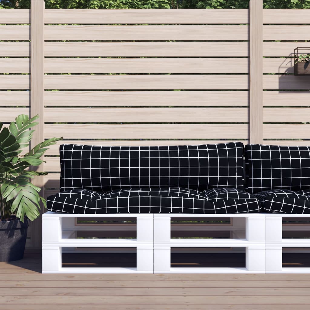 foto del prodotto cuscini per pallet 2 pz motivo a quadri nero in tessuto oxfordcod mxl 94407