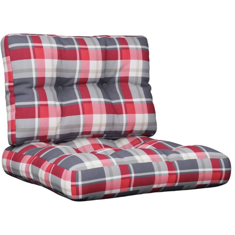 foto del prodotto cuscini per pallet 2 pz rossi a quadri in tessuto - vidaxl