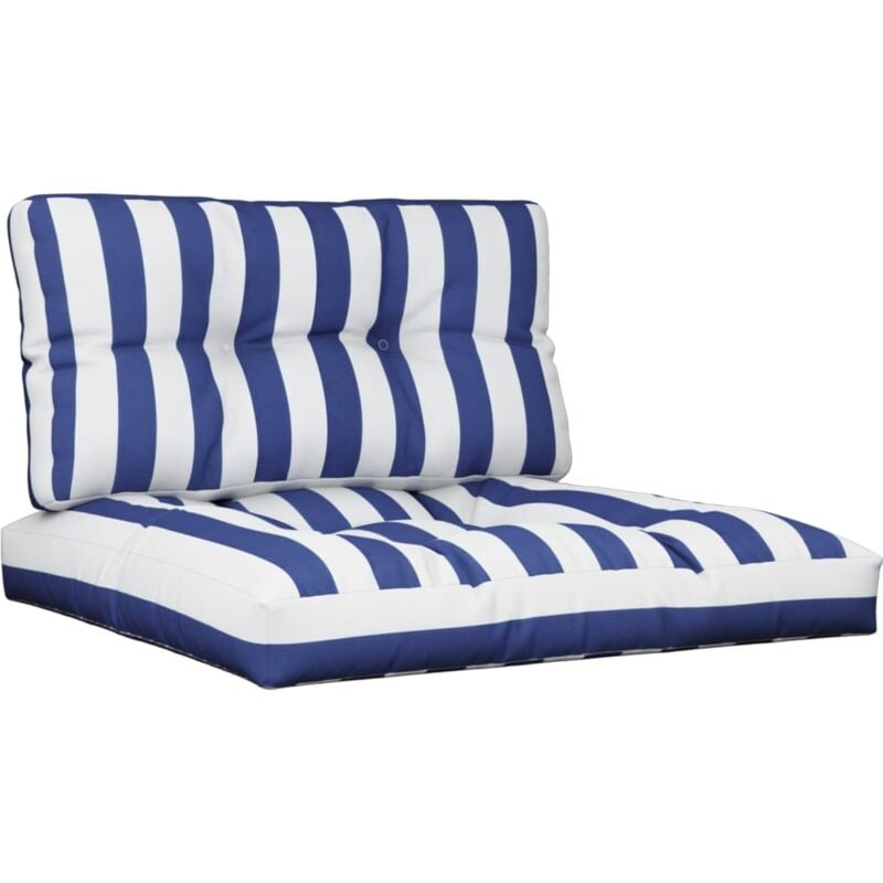 foto del prodotto cuscini per pallet 2 pz strisce blu e bianche in tessuto vidaxl