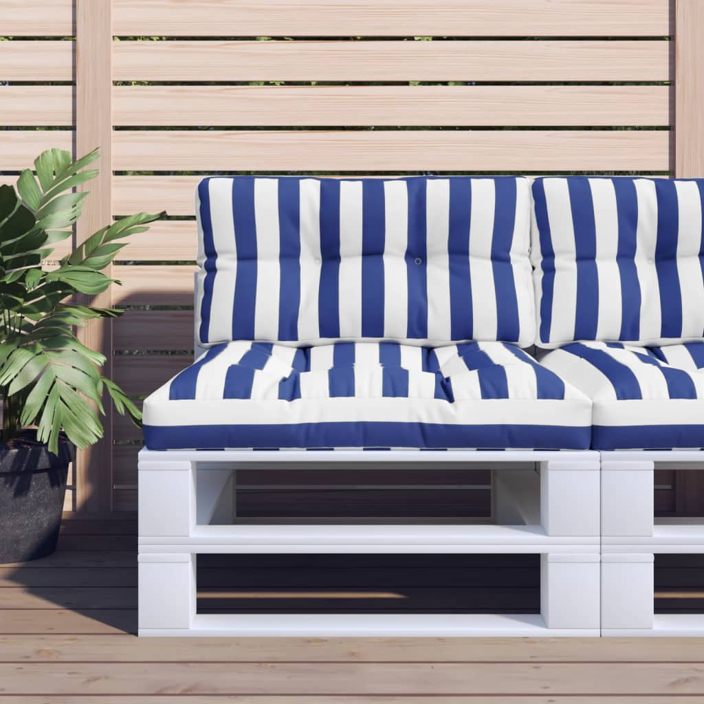 foto del prodotto cuscini per pallet 2 pz strisce blu e bianche in tessutocod mxl 71613