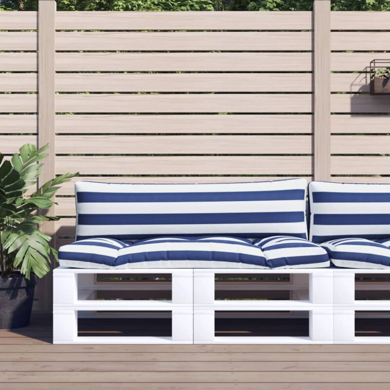 foto del prodotto cuscini per pallet 2 pz strisce blu e bianche tessuto oxford vidaxl