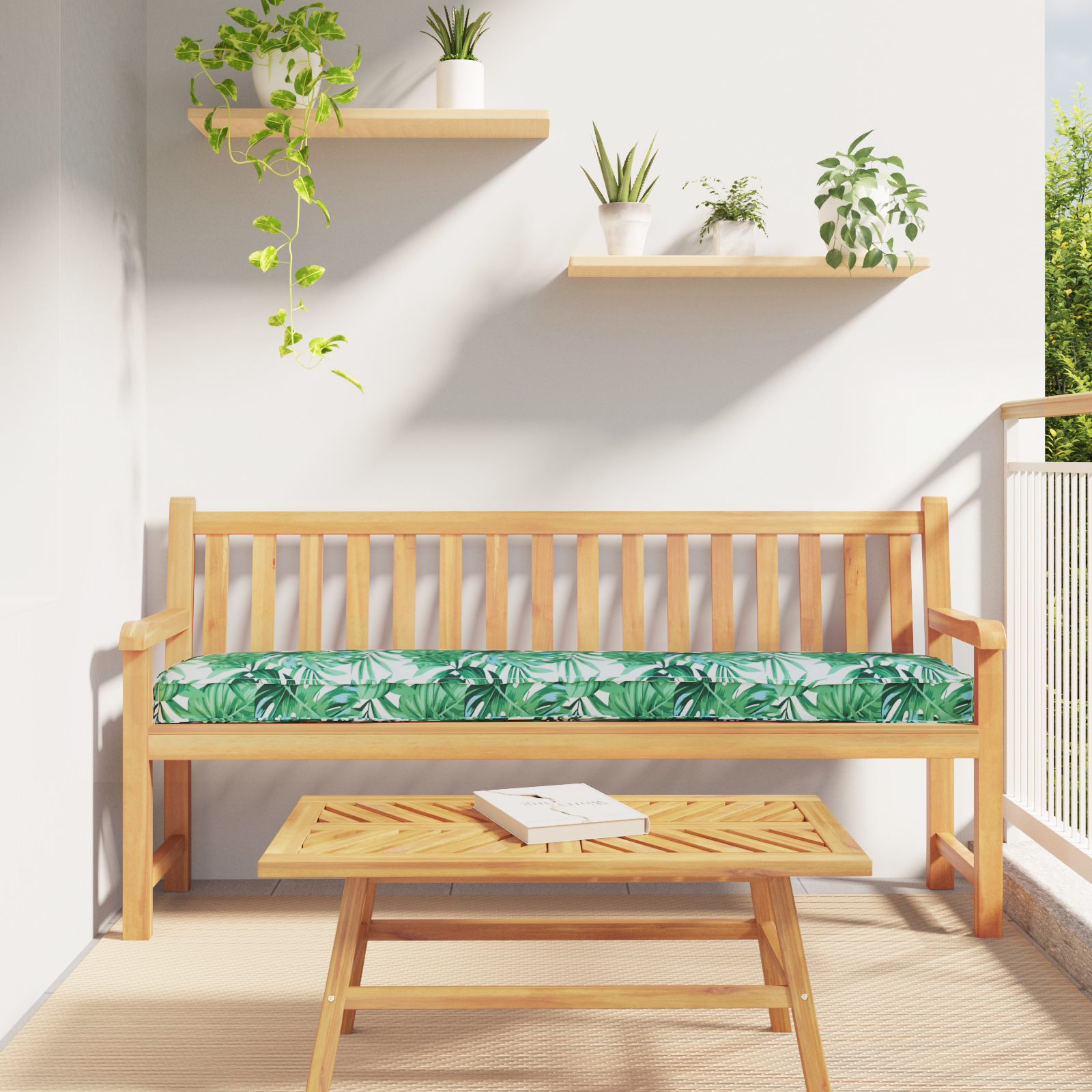 foto del prodotto cuscini per pallet per panchina 2 pcs motivo a foglia 180x40x8 cm tessuto oxford