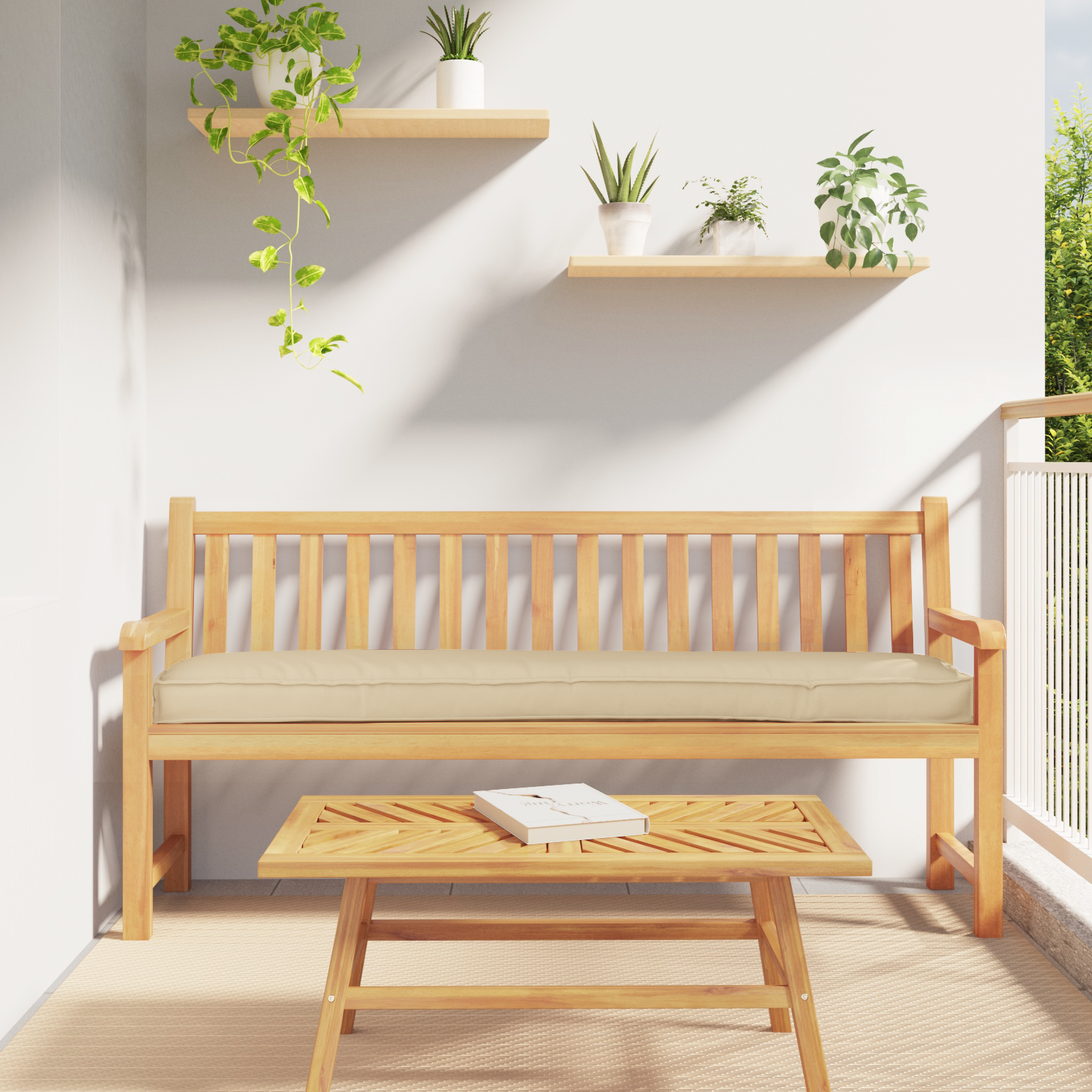 foto del prodotto cuscini per panca 2 pezzi beige 180x40x8 cm tessuto oxford