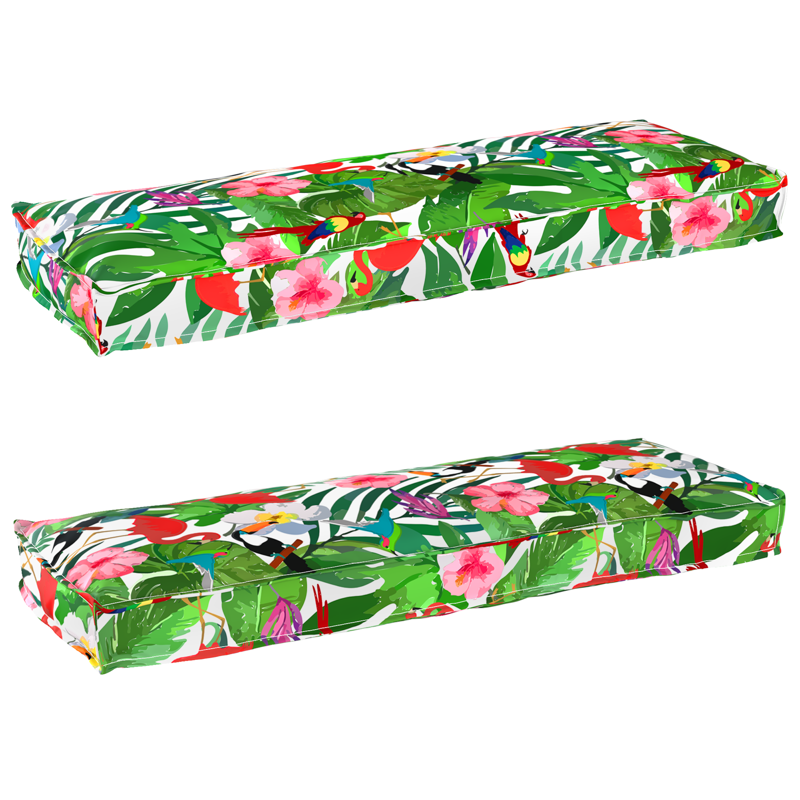 foto del prodotto cuscini per panca 2 pezzi giungla tropicale 120x40x8 cm tessuto oxford