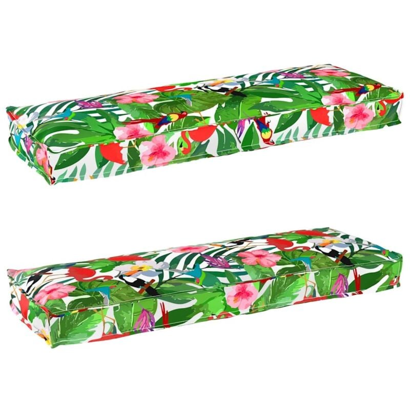 foto del prodotto cuscini per panca 2 pezzi giungla tropicale 120x40x8 cm tessuto oxford vidaxl