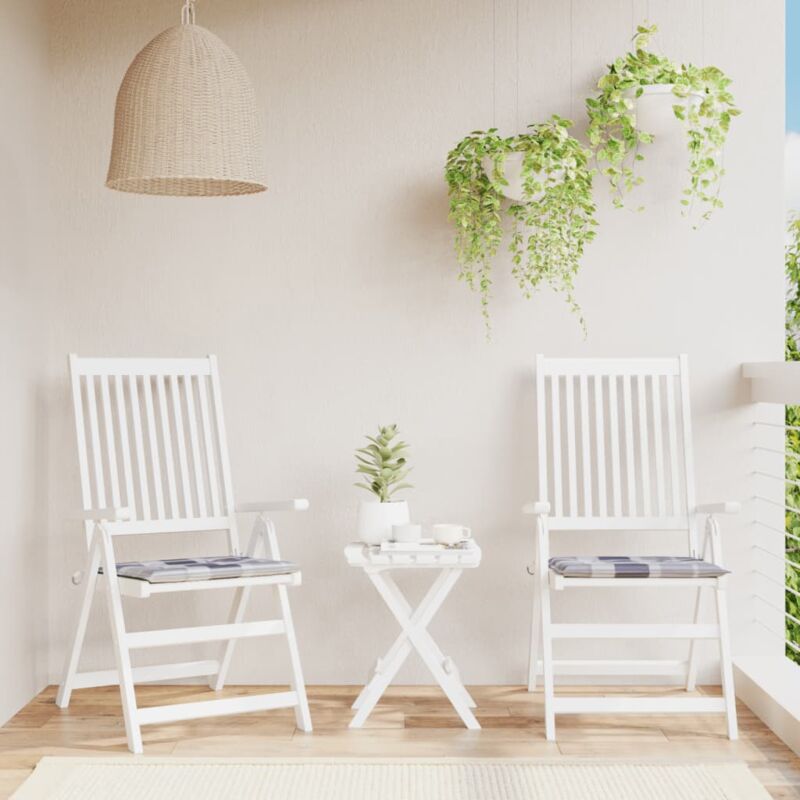 foto del prodotto cuscini per sedia 2 pz a quadri grigi 50x50x3 cm tessuto oxford vidaxl
