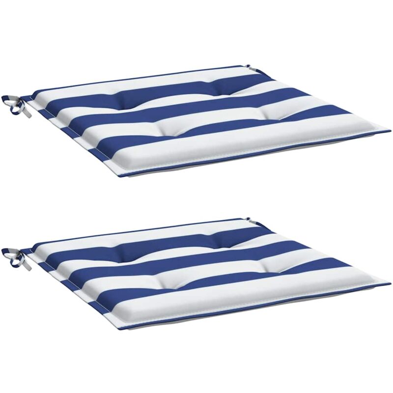 foto del prodotto cuscini per sedia 2 pz strisce bianche e blu 40x40x4 cm tessuto vidaxl