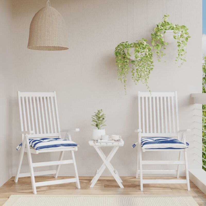 foto del prodotto cuscini per sedia 2pz bianco e blu 50x50x7 cm in tessuto oxford vidaxl