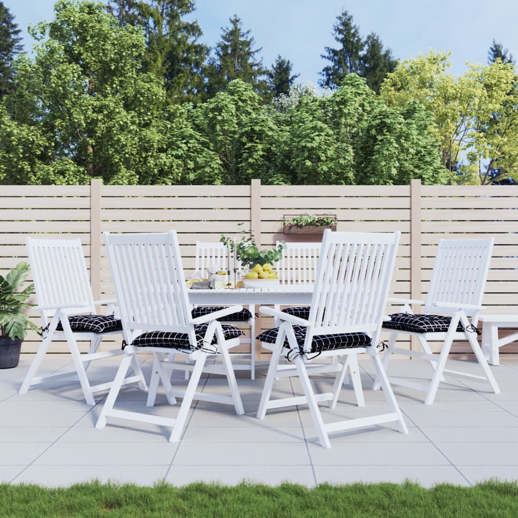 foto del prodotto cuscini per sedia 6 pz motivo a quadri nero 40x40x7 cm tessutocod mxl 94469