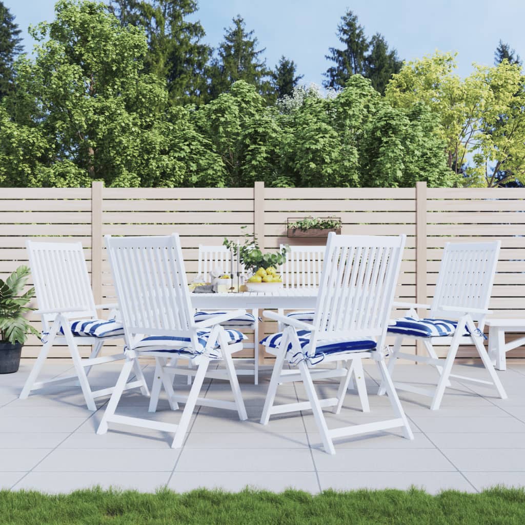 foto del prodotto cuscini per sedia 6pz bianco e blu 50x50x7 cm tessuto oxfordcod mxl 119584