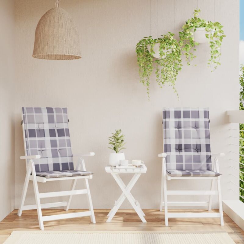foto del prodotto cuscini per sedie 2 pz grigi a quadri 120x50x3 cm in tessuto vidaxl