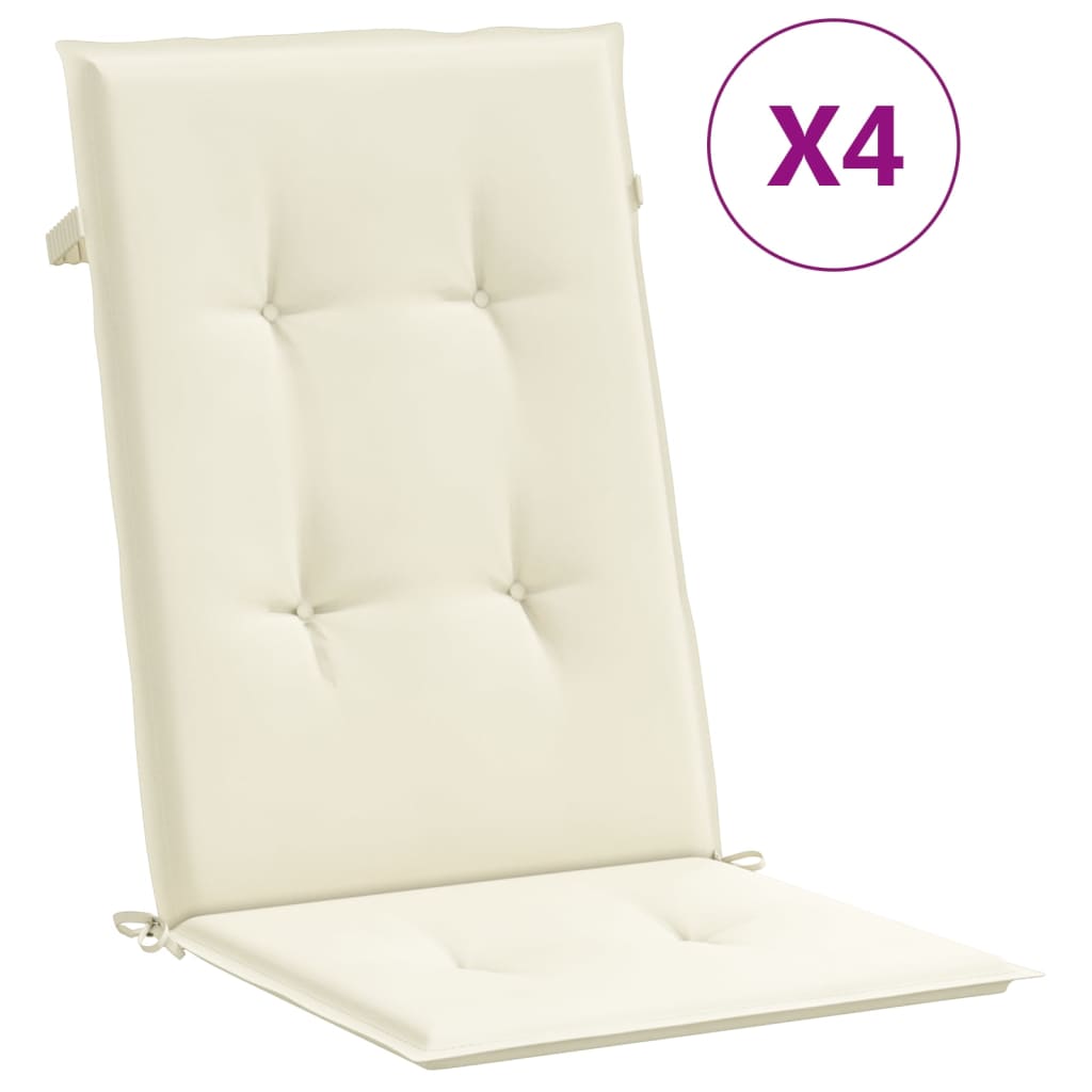 foto del prodotto cuscini per sedie 4 pz crema 120x50x3 cm in tessuto vidaxl