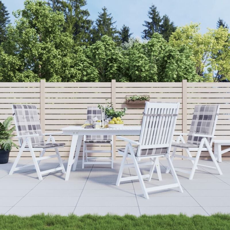 foto del prodotto cuscini per sedie 4 pz grigi a quadri 120x50x3 cm in tessuto
