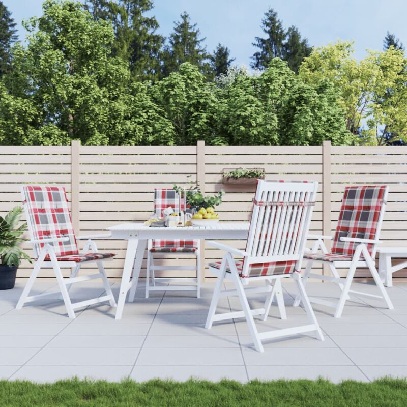 foto del prodotto cuscini per sedie 4 pz rossi a quadri 120x50x3 cm in tessuto vidaxl