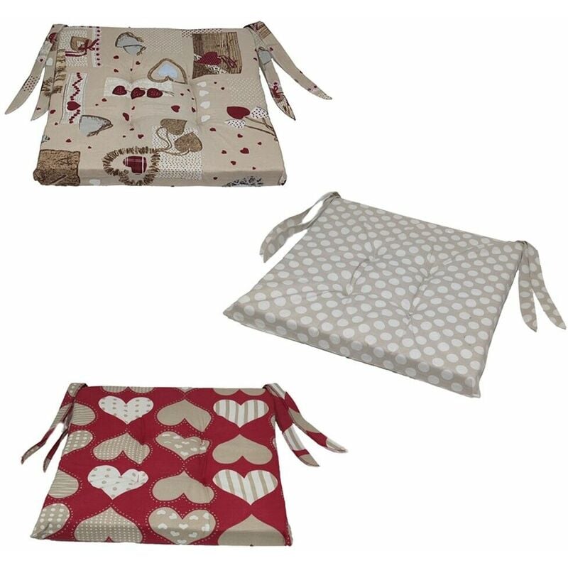 foto del prodotto cuscini per sedie cucina set da 4 quadrati 40x40 imbottiti trapuntati con laccio coprisedia casa lusso spessore cm 3,5 colorigenerali base rosso