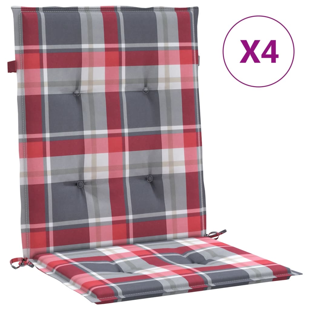 foto del prodotto cuscini per sedie da giardino 4 pz rossi a quadri 100x50x3 cm cod mxl 58372