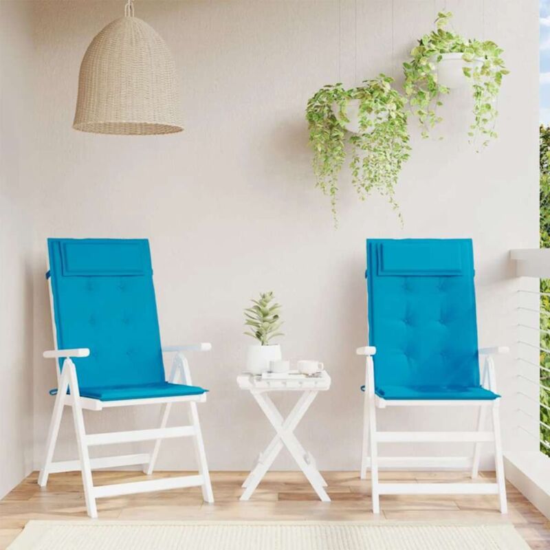 foto del prodotto cuscini sedia con schienale alto 2 pz blu chiaro tessuto oxford