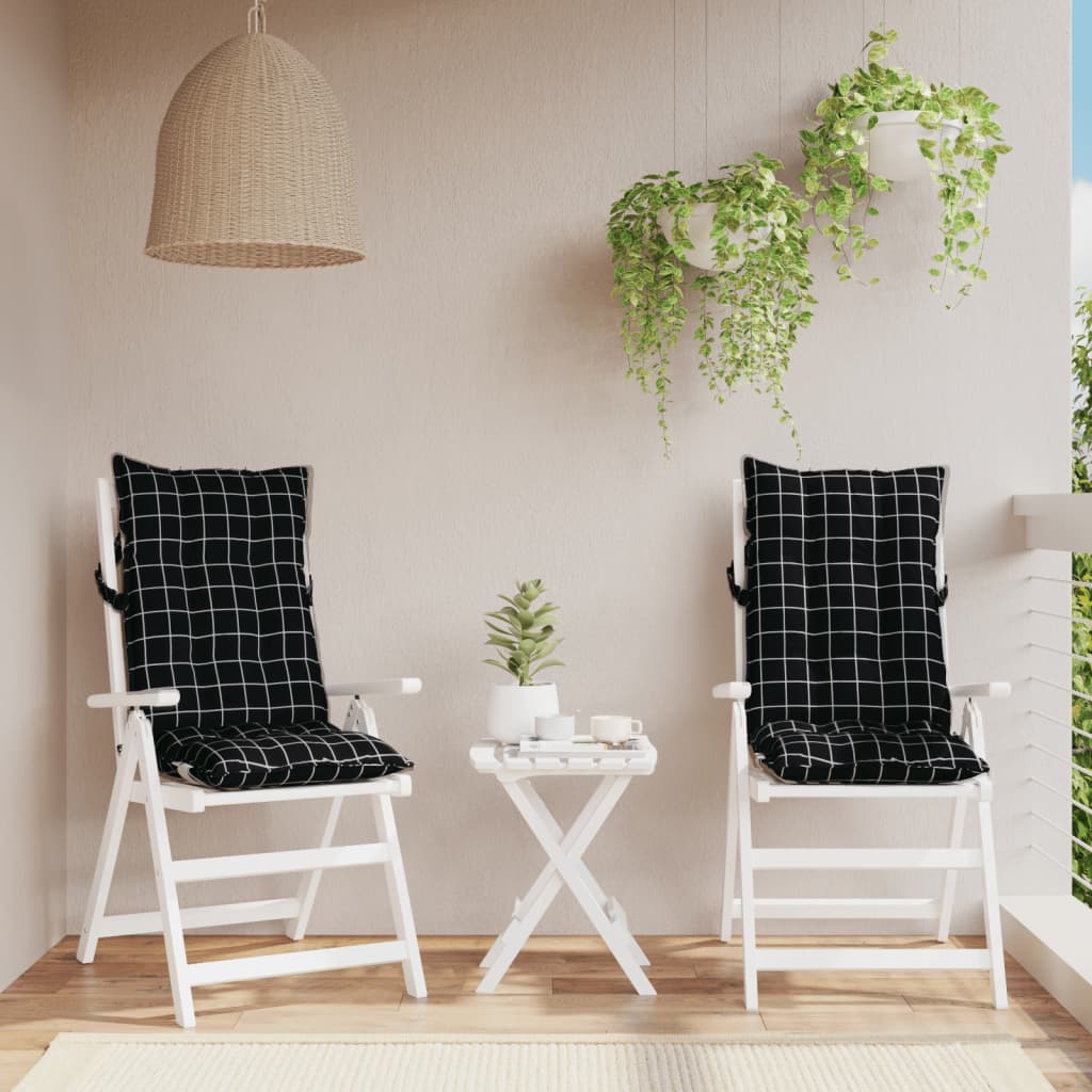 foto del prodotto cuscini sedia schienale alto 2 pz quadri nero tessuto oxfordcod mxl 114703