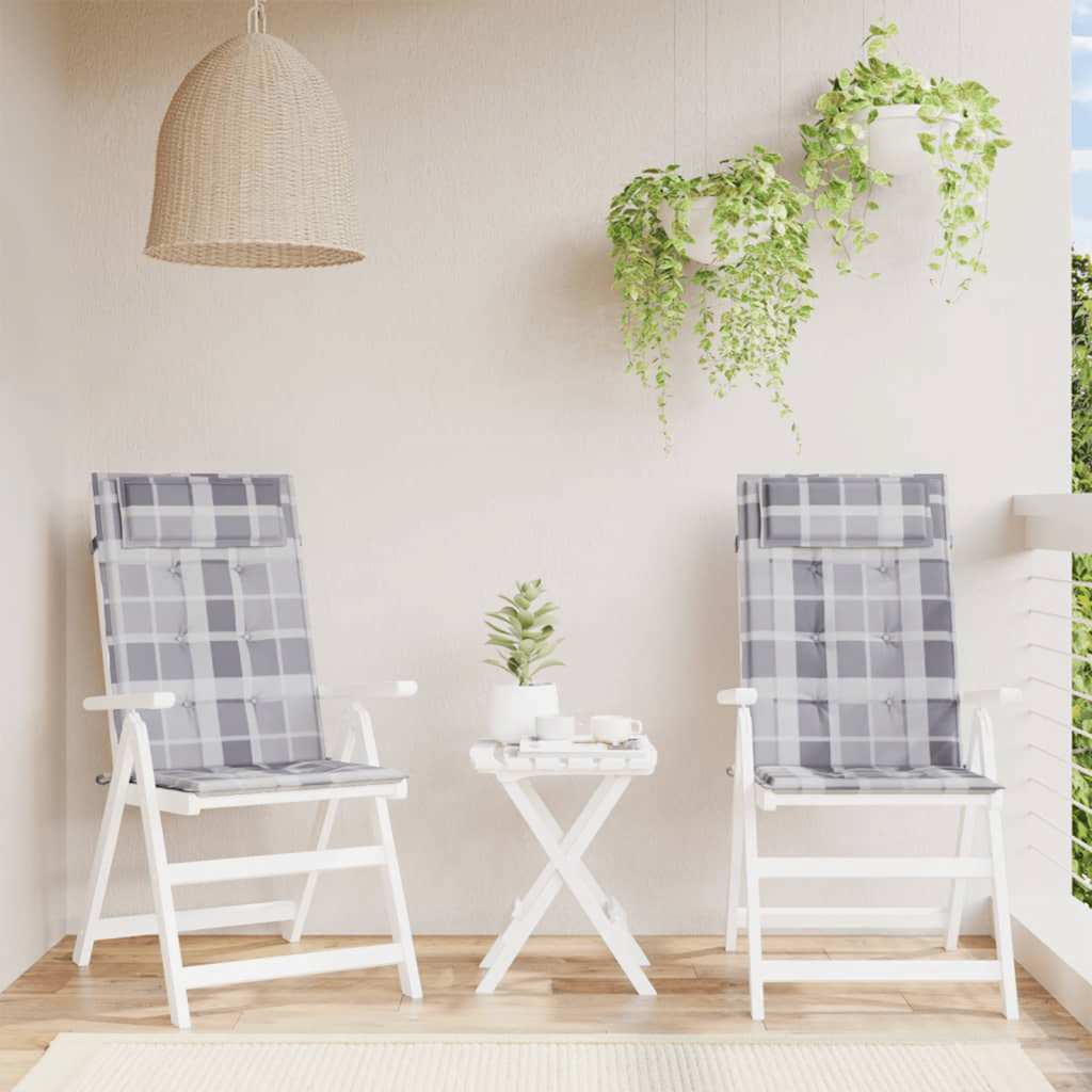 foto del prodotto cuscini sedia schienale alto 2pz a quadri grigio tessuto oxfordcod mxl 94379