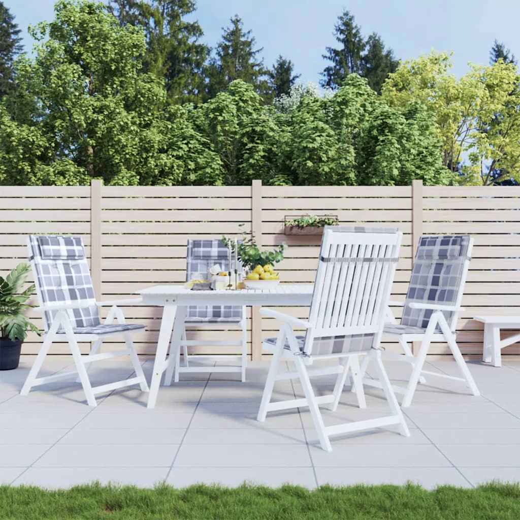foto del prodotto cuscini sedia schienale alto 4pz a quadri grigio tessuto oxfordcod mxl 70322