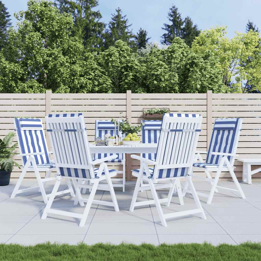 foto del prodotto cuscini sedia schienale alto 6 pz bianco e blu tessuto oxfordcod mxl 94345