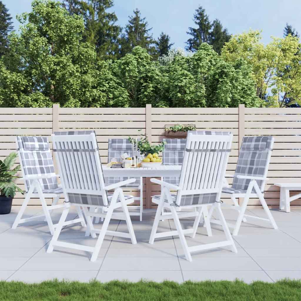 foto del prodotto cuscini sedia schienale alto 6pz a quadri grigio tessuto oxfordcod mxl 118282