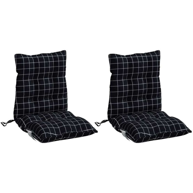 foto del prodotto cuscini sedia schienale basso 2 pz quadri nero tessuto oxford vidaxl