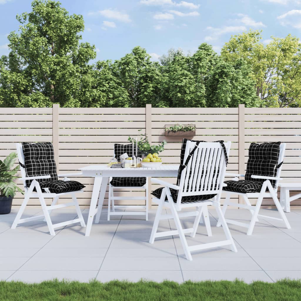 foto del prodotto cuscini sedia schienale basso 4 pz quadri nero tessuto oxfordcod mxl 114933