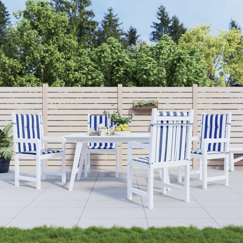 foto del prodotto cuscini sedia schienale basso 4pz strisce bianche e blu tessuto